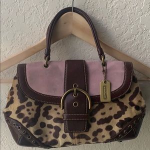 Vintage Coach Ocelot Leopard Suede Handbag